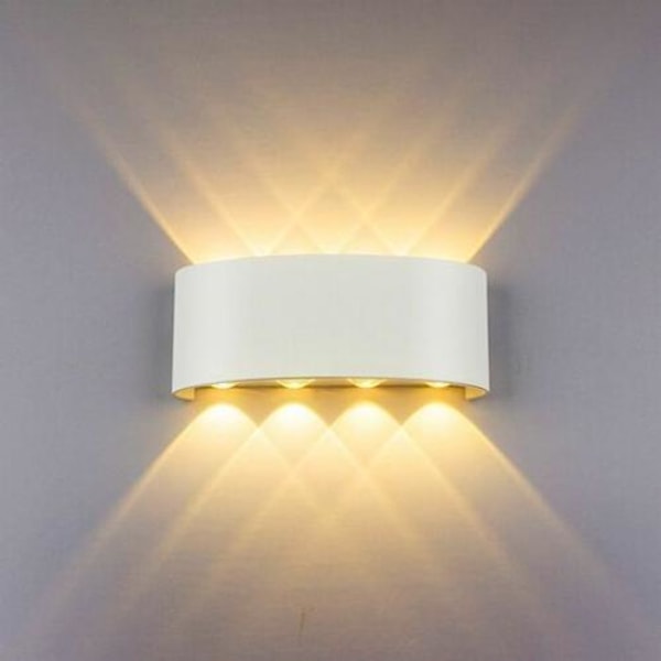 Moderne LED-væglampe i aluminium til indendørs brug, 8W, hvid LED-væglampe til soveværelse, hjemmets korridor, stue (varm hvid)