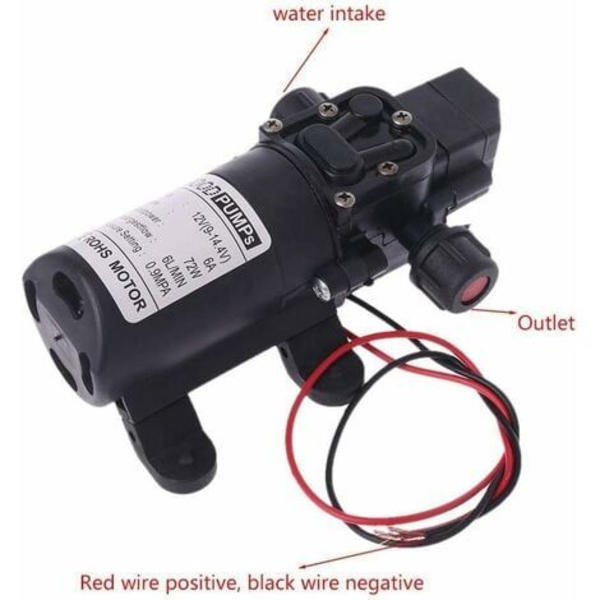 RV Vandpumpe 12V DC 12V 60W 130FT 6L/min Højtryksvandpumpe Membran Primer Pumpe RV Vandpumpe (Spænding: 12V)