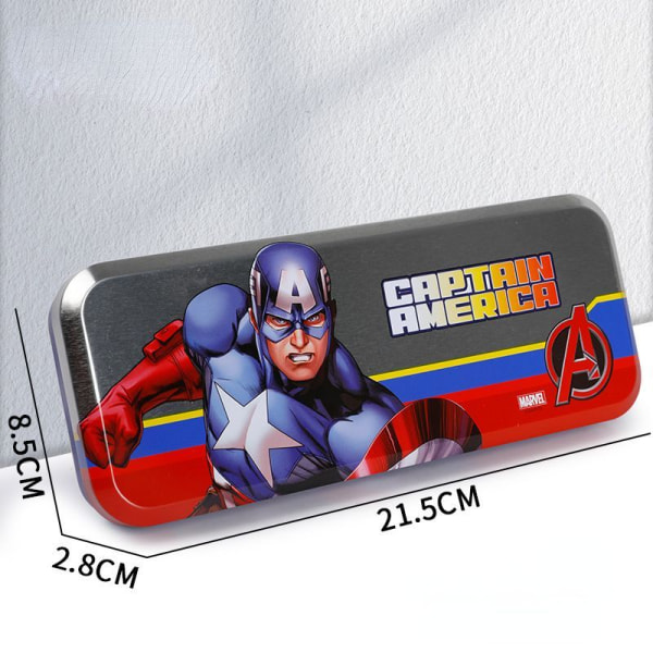 Captain America Iron Man Metal Penalhus Pen Box Dobbeltlags papirvarer
