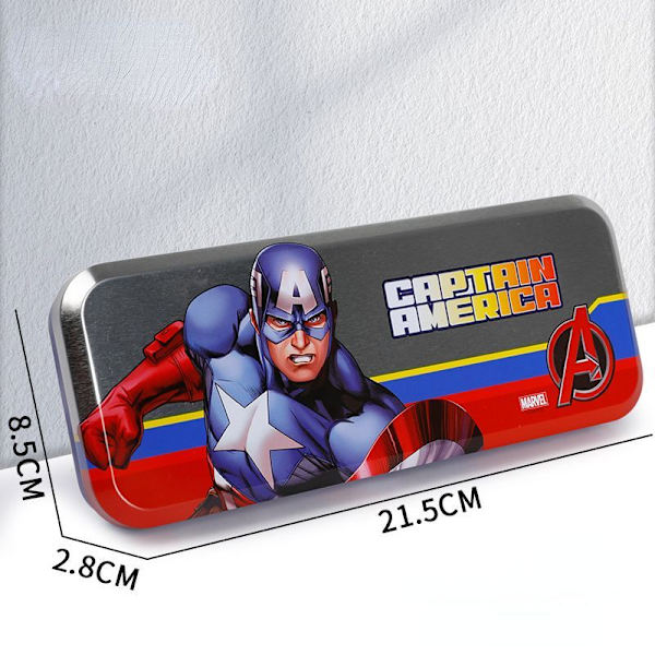 Captain America Iron Man Metall Blyantveske Pennboks Dobbelt Lag Stasjonær