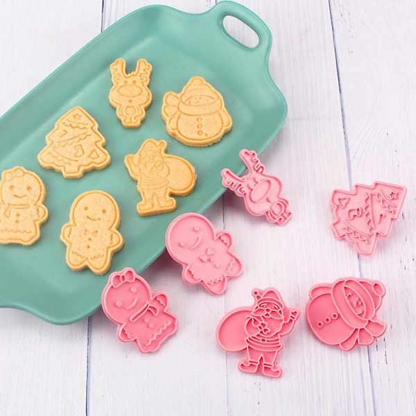 Juleform Cutter Mold Sæt 6 Stykke Mønster Køkken Diy Bageform Til Kiks Kager Fondant Kager