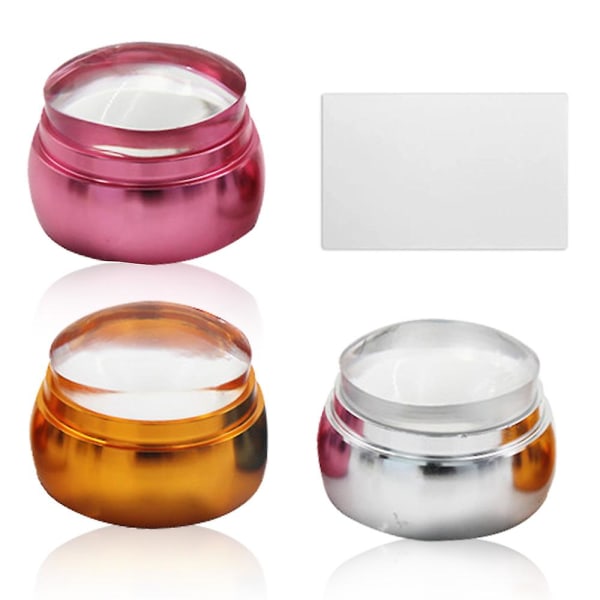 Set med 3 nagelstämplar, silikon, 3,5x2 cm, flerfärgad