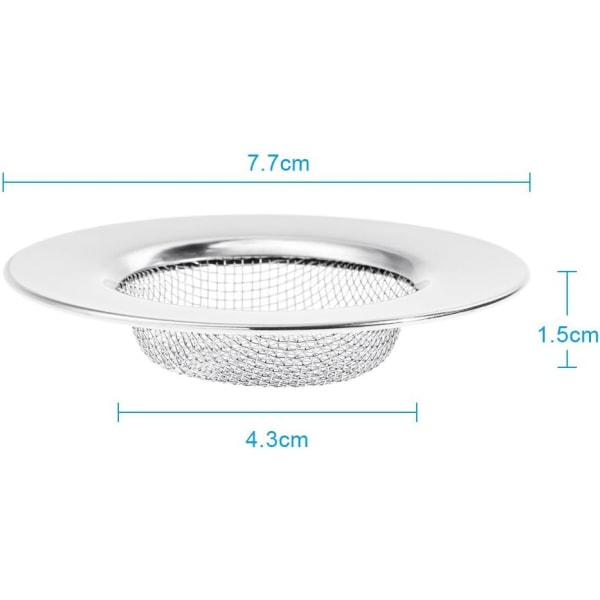 3PCS Silikonsil för diskho 7,7 cm Rostfritt Stål Avloppssil, Förhindra igensatt skräp för kök, badrum, badkar