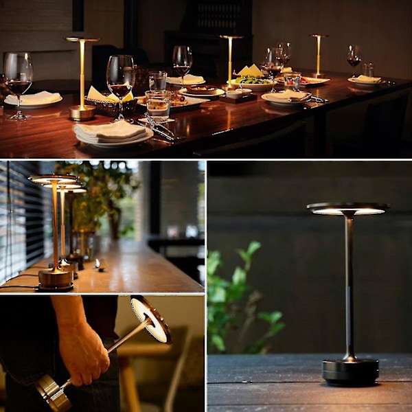 Trådløs skrivebordslampe dimbar vanntett metall usb oppladbar skrivebordslampe-1 stk