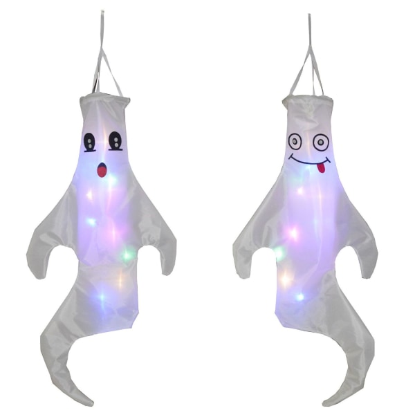 Leende 3D-spökevindsock: Halloween-dekoration för hemmet, platt väskedekor
