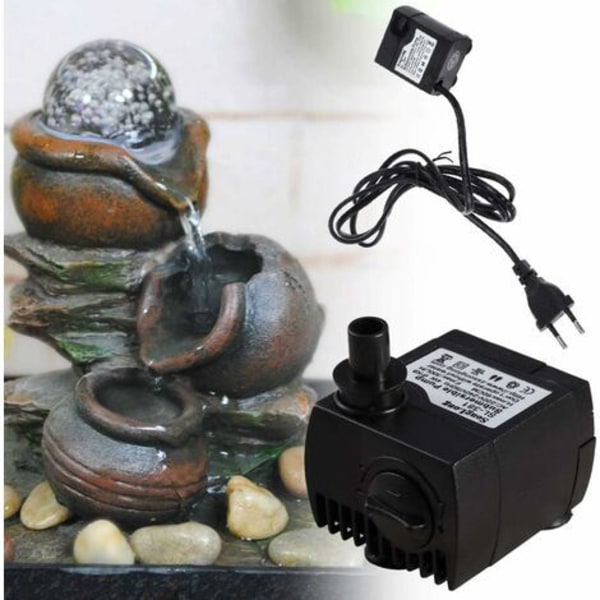 300L/H 5W Ultra Stille Nedsenkbar Vannpumpe for Fontene, Akvarium, Dam (EU-plugg)