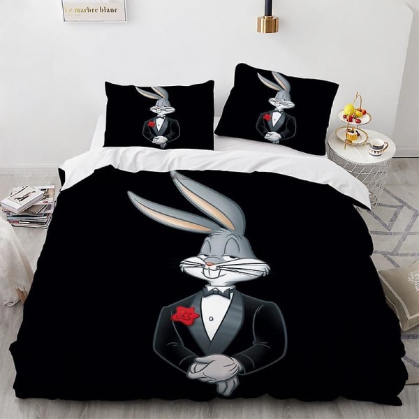 Tbg-31 # Cross Funny Bunny 3d Digital Print Hjem Tredelt Dynebetræk Lagen Pudebetræk Sengetøj