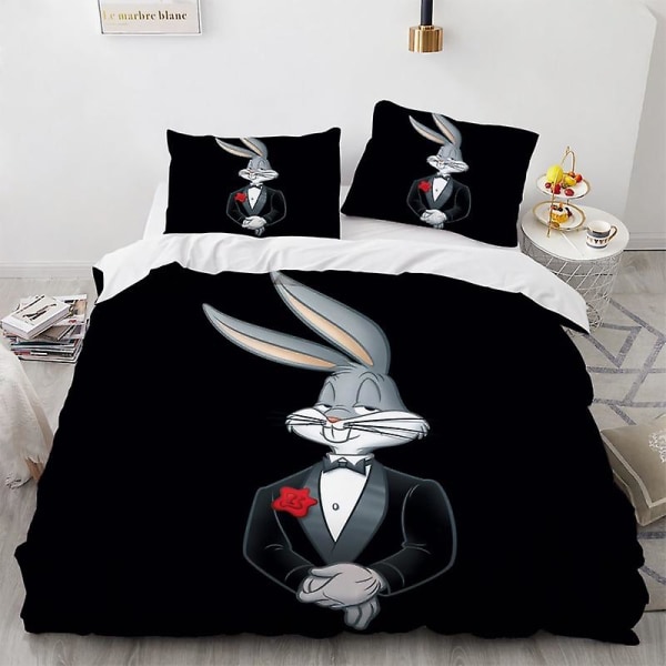 Tbg-31 # Cross Funny Bunny 3d Digital Print Hjem Tredelt quiltbetræk Pudebetræk Sengetøj