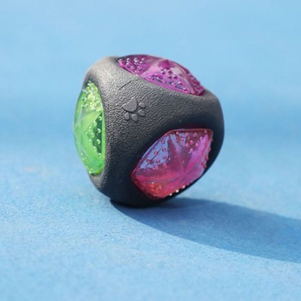 Koira lelu pallo LED-valolla ja vinku, koira pallo musta