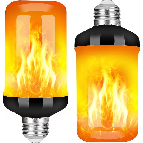 Led-flammeffekt-eldglödlampa, uppgraderad 4-ljus flimrande eld-juldekorationslampa, E26 basflamlampa med upp- och nedeffekt (2-pack)