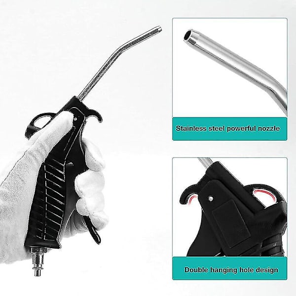 Luftblåsningspistol med 5 meter svart spolningslang 5 * 8mm dammpistol för lastbil / skåpbil / tung lastbil (med 2 * 6mm T-typ snabbkoppling)