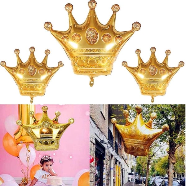 12 stk. Aluminiumfolie Helium Guld Krone Balloner