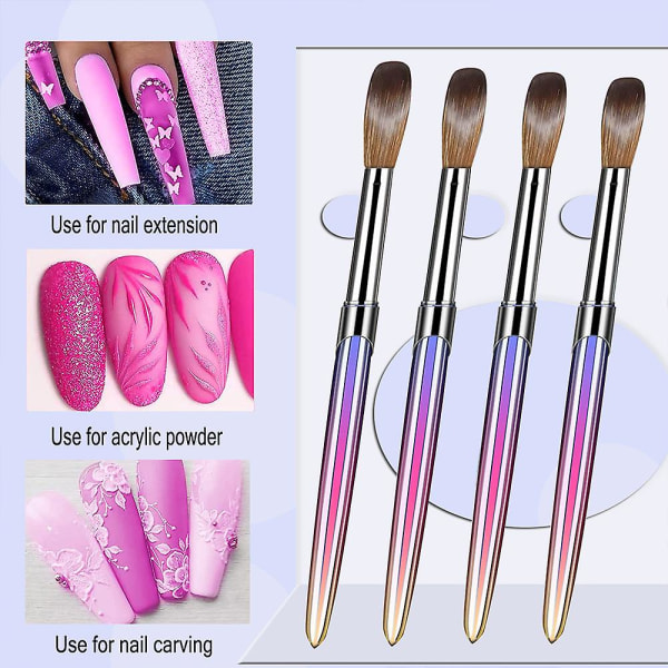 4-delt neglebørste sæt, neglekunst børster til akryl applikation og manicure DIY
