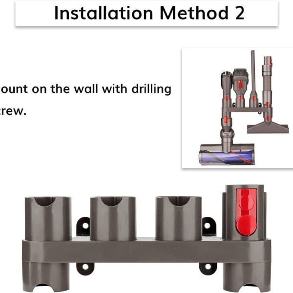 Pakke med 2 veggmonterte tilbehørsstativer for Dyson V7 V8 V10 V11 V15 støvsugertilbehør, D