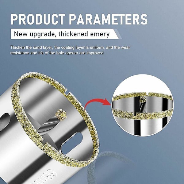 68 mm diamantkärnsåg, diamantborr med centrerad styrd borr, kakelkärnsåg med diamantbeläggning för skärning av glas, kakel, keramik, marmor