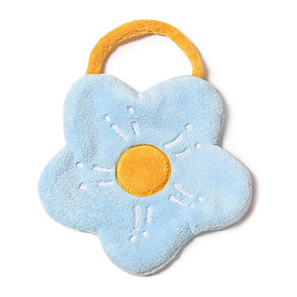 Håndklæde Dobbelt Lag Koral Fleece Blomsterform Stærk Absorbering Blød Hængende Håndklæde Lyseblå