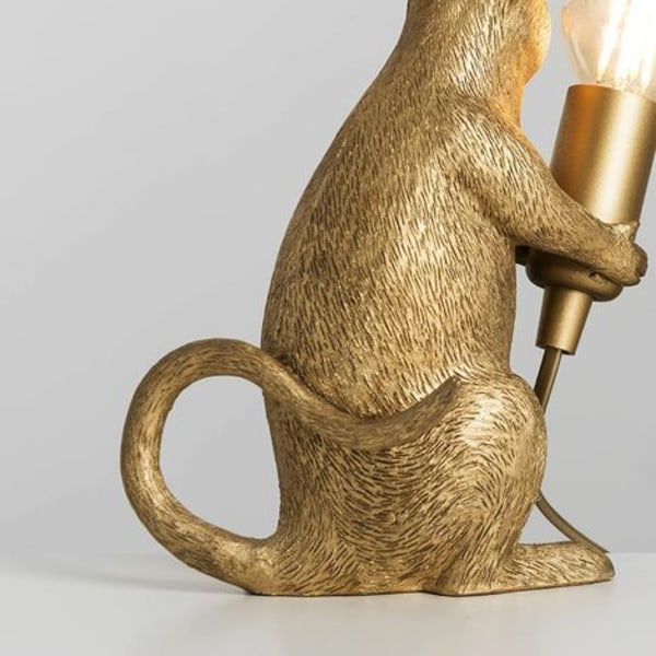 Moderne metallisk gullmalt rottedesign bordlampe dyremuslampe stue spisestue soverom bordlampe