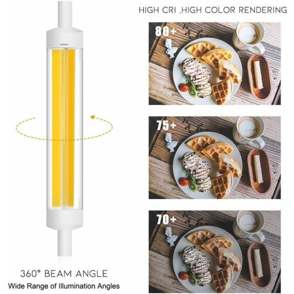 R7S 15W 118mm COB LED-pære 360 graders lineært filament J118 spotlightpære 1200