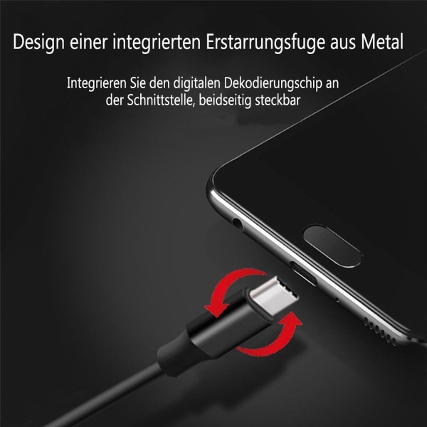 Typ-C-hörlurar, USB-hörlurar med HiFi-stereo och mikrofon