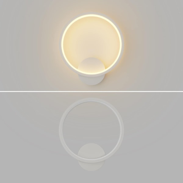 Pieces Indendørs Væglampe LED Rund Væglampe, Moderne Væglampe til Soveværelse Stue Trappe Korridor, 780 Lumen, Varm Hvid 2900-3200K, Hvid