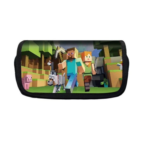 Spel Minecraft Steve Creeper Flip Case Pen Box Plånbok Makeup Bag