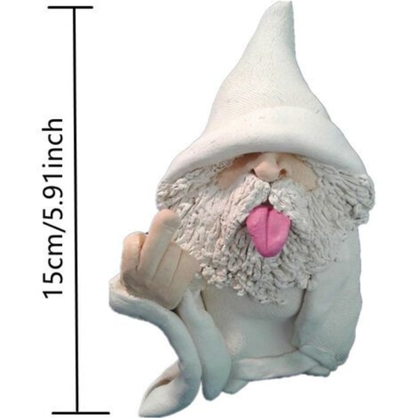 Garden Gnome Rocker -huumori keskisormella - Hauska tonttujen patsas ulkopuutarhassa hartsissa sisä- tai ulkokoristeissa