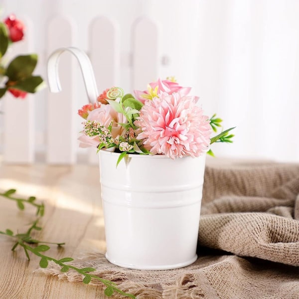 Set med 4 Shabby Style Hängande Blomkrukor Metall Hängande Växtkrukor med krok
