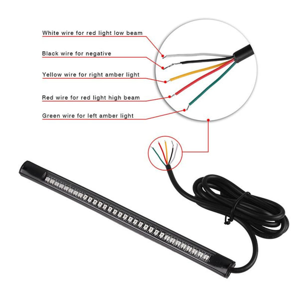 48 LED bremselys for motorsykkel, bil, sykkel, blinklys, lyslist 12V