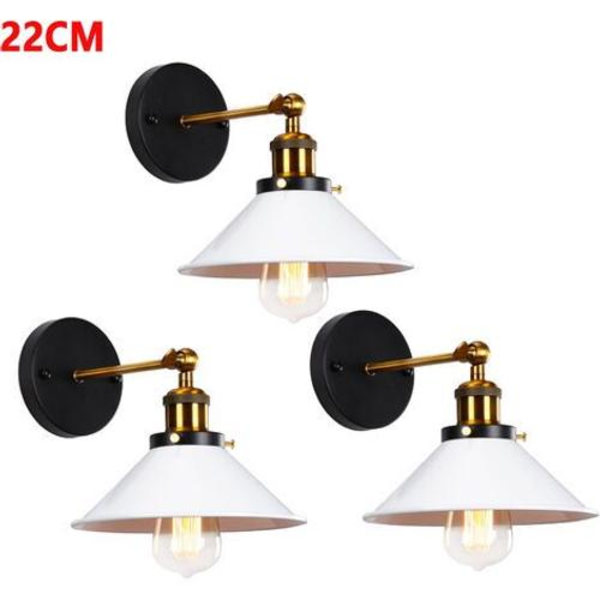 MAGIC Sæt med 3 Vintage Industrielle Væglamper E27 22cm Justerbar Væglampe 2 i 1 Hvid Loftslampe Armatur