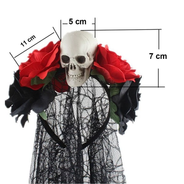 Hodebånd, rosebladbånd, slør, hodebånd, hodeplagg for kostyme Halloween