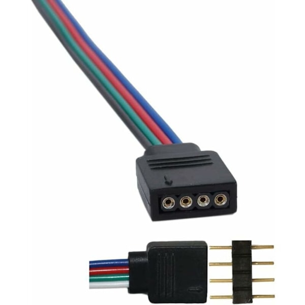 10 stk. 3528 5050 RGB LED-strip-stik 4-bens 6,4 tommer han- og hunstik f