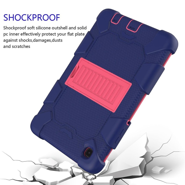 Dubbelfärgat silikon + PC-fodral för surfplatta med stativ, stötsäkert skyddande fodral för Samsung Galaxy Tab A7 Lite 8,7 tum