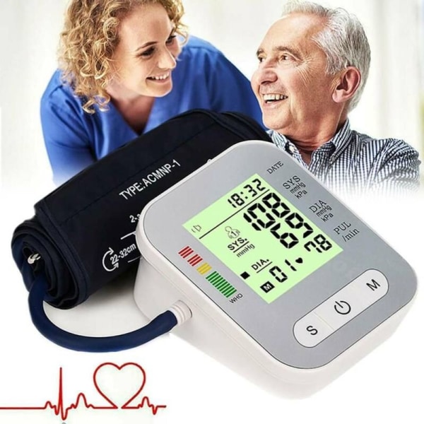 Blodtrycksmätare, digital blodtrycksmätare, helautomatisk, överarm