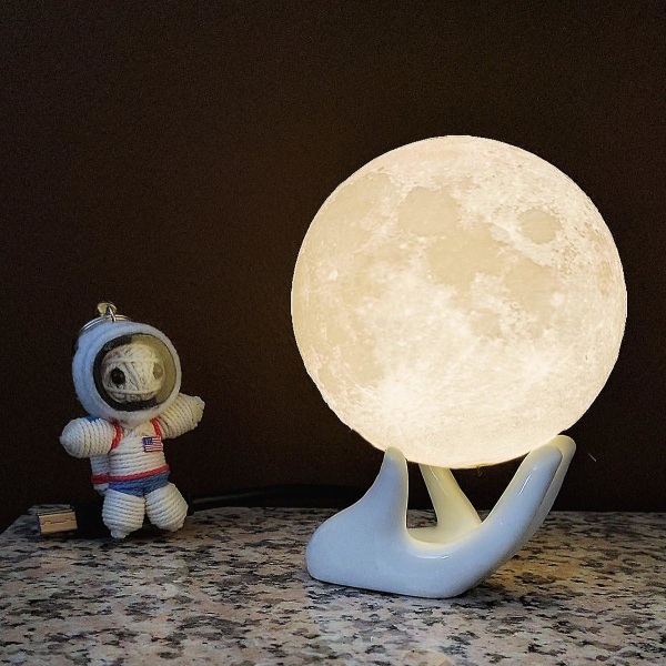 Moon Lamp Moon Light Yövalo lapsille Lahja naisille USB lataus ja kosketusohjaus Kirkkaus 3D printed lämmin ja C