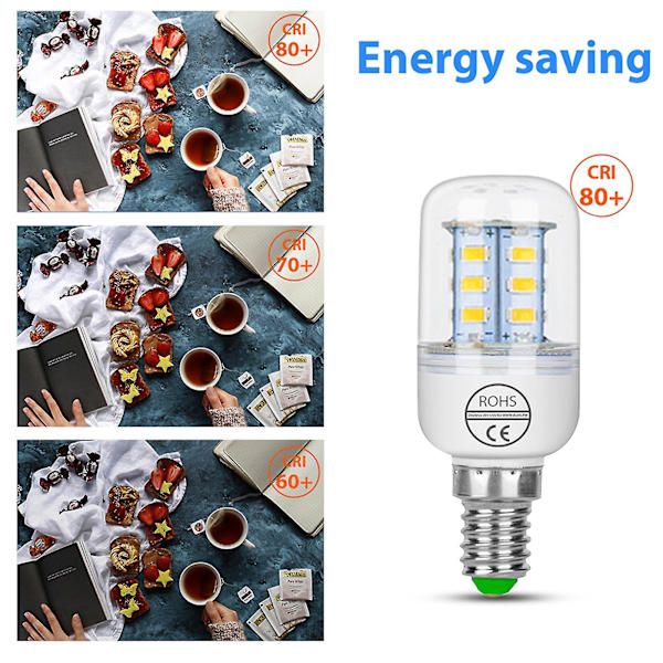 Led-maissilamppu, korkea kirkkaus 3000k/6500k E14 Cri 70+ välkkymätön keittiön valopolttimo - 3 kpl