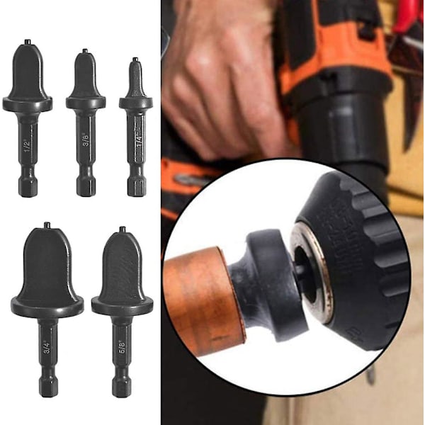 Putkenlaajennin - 5 kpl kuusiovarren putkenlaajennussarja, tarkkuuskupariputken porakone, kiertotyökalu 1/4\" 3/8\" 1/2\" 5/8\" 3/4\" laajennuskoko