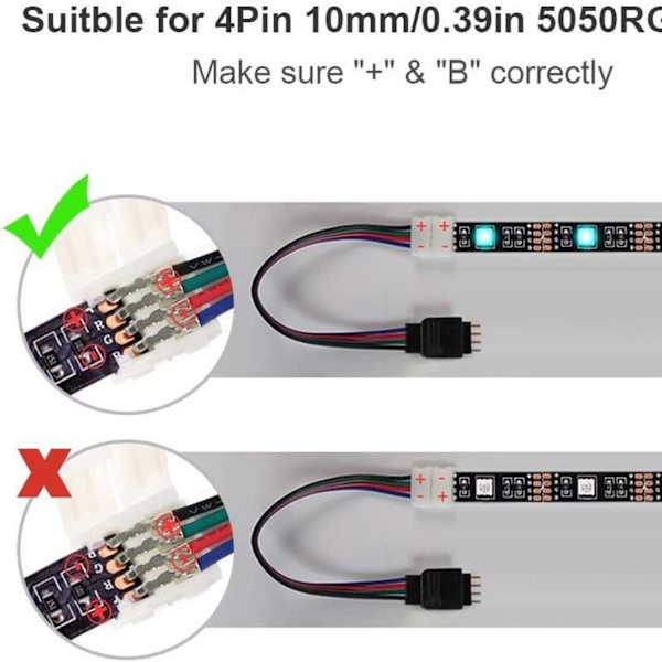 10 stk. 3528 5050 RGB LED-strip-stik 4-bens 6,4 tommer han- og hunstik f