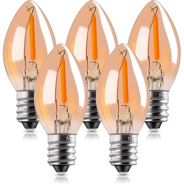 C7 LED-lampa, 0,5 W glödlampa, bärnstensfärgad glödlampa, dekorativ Edison nattlampa LED E14-sockel glödtrådsbaslampa extra varmvit 2200k