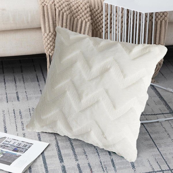 Pakke med 2 myke plysj korte fleece fløyel dekorative omfavnende putetrekk plysj stil putetrekk sofa, 18x18 tommer