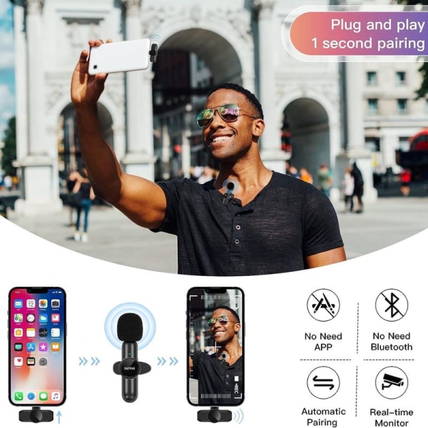 Trådløs lavalier-mikrofon, plug & play