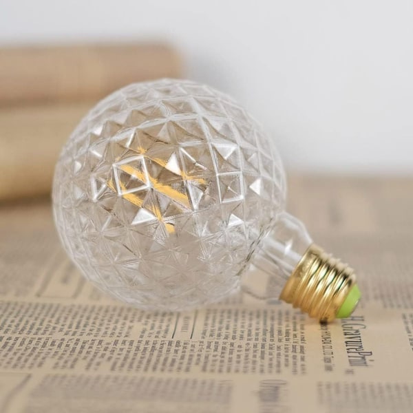 Vintage retro glödtråd LED-lampor 4W 220/240V E27 dekorativ glödlampa G95 kristall