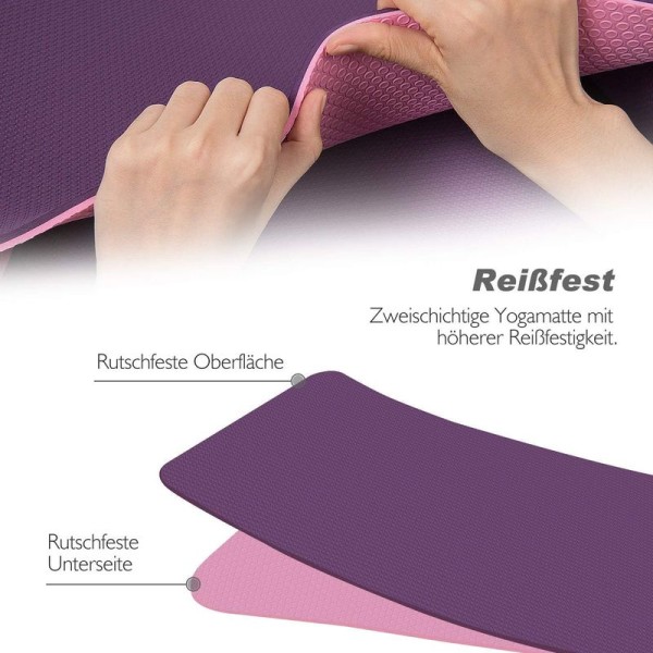 TOPLUS gymnastikkmatte, yogamatte, yogamatte, polstret og sklisikker for trening