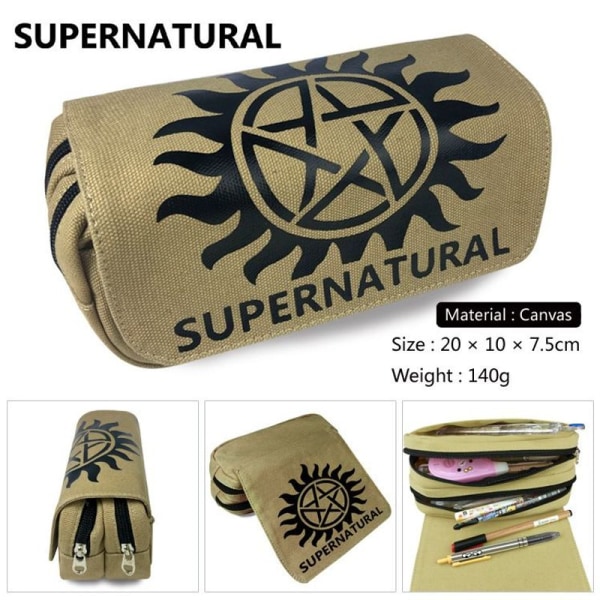 Kreativ Supernatural blyantsæske børns blyantæske brevpapir khaki