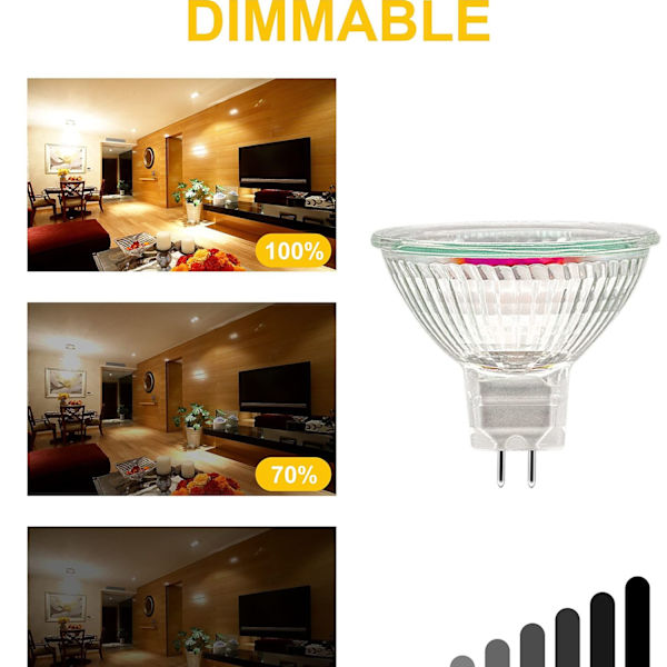 Halogenlampor MR16 Spot, 12 V, 35 W, dimbar, varmvit 2700 K (6 stycken)