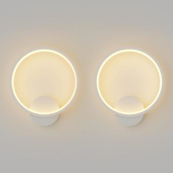 Pieces Indendørs Væglampe LED Rund Væglampe, Moderne Væglampe til Soveværelse Stue Trappe Korridor, 780 Lumen, Varm Hvid 2900-3200K, Hvid