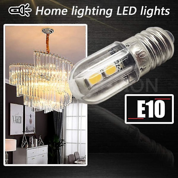 E10 Led-lamppu 220v 230v Ac energiansäästöinen Led-merkkivalo 8mm ruuvikanta 3030 4smd Led-piirisarjat Päivitä lamppu, lämmin valkoinen (4 kpl)-hao WR