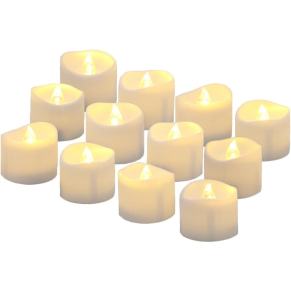 12 kpl LED välkkyvän kynttilän pakkaus, elektroniset paristokäyttöiset kynttilät Lämpimät kodinkoristeet Joulun keltainen ulkona hääpöytälahja (lämmin valkoinen)