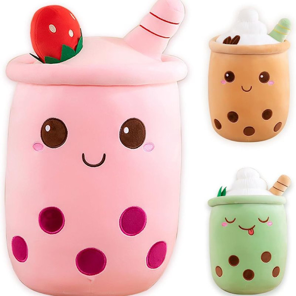 Gosig leksak i form av bubbelte, söt kudde, plyschfylld leksak Boba Tea Cup Rosa 23 cm