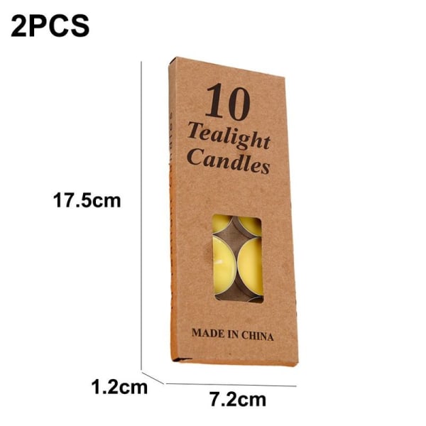 Pakkauksessa 20 hajustamatonta kynttilää - minikynttilöitä moniväriselle keltaiselle