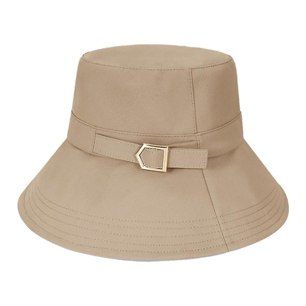 55-60cm Hatt Omkrets Justerbar Khaki Enkel Fiskarehatt Kvinnlig Solskydd Solhatt Täckande Ansikte Solhatt